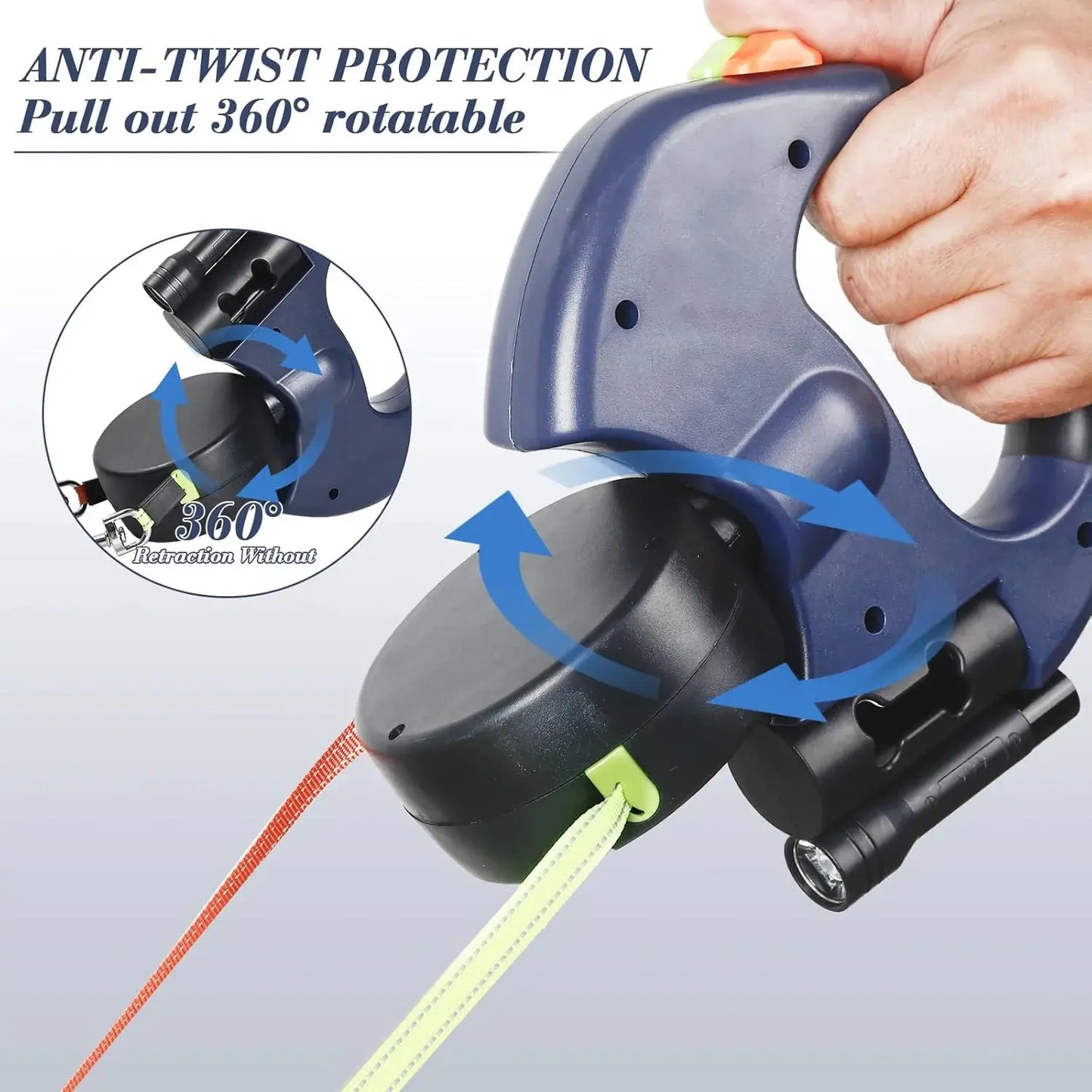 Flexipaw™ Dual Retractable Dog Leash with 360° Tangle-Free Design and Reflective Double Lead