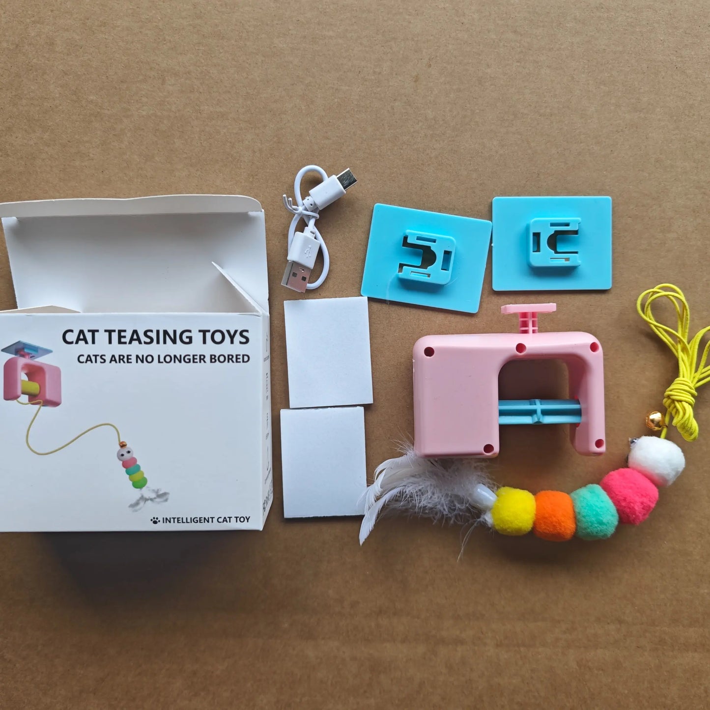 Automatic Interactive Cat Toy with Motion-Activated Rolling Ball and Hanging Wand for Engaging Indoor Play