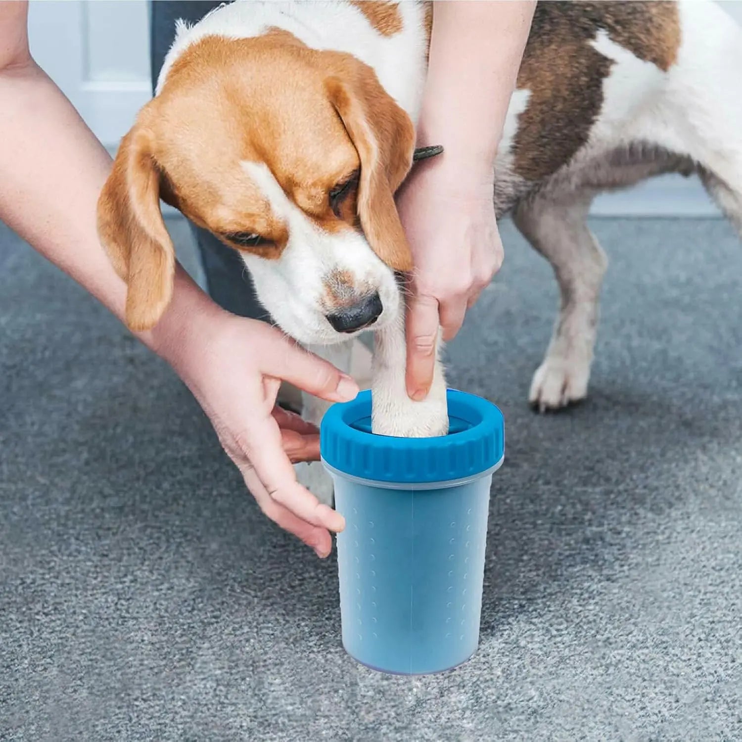 Portable Silicone Pet Paw Cleaner with Ergonomic Grip - Universal Cleaner for Dogs and Cats of All Sizes, Includes Set of 3 Absorbent Polyester Deodorizing Towels