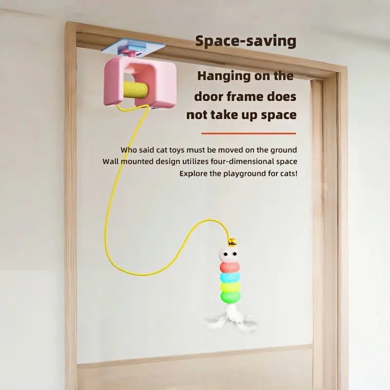 Automatic Interactive Cat Toy with Motion-Activated Rolling Ball and Hanging Wand for Engaging Indoor Play