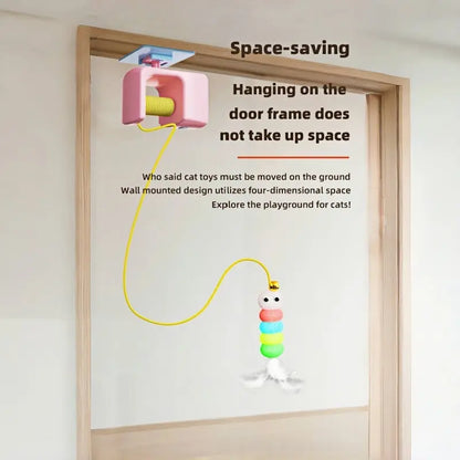 Automatic Interactive Cat Toy with Motion-Activated Rolling Ball and Hanging Wand for Engaging Indoor Play