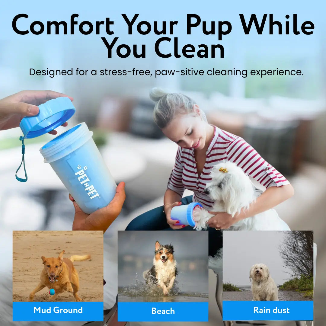 Pet N Pet Portable Dog Paw Washer and Cleaner, Muddy Paws Easy Cleaning Cup - Blue