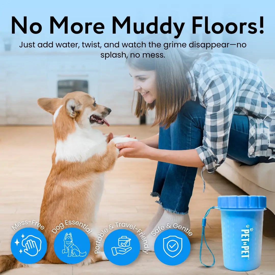 Pet N Pet Portable Dog Paw Washer and Cleaner, Muddy Paws Easy Cleaning Cup - Blue