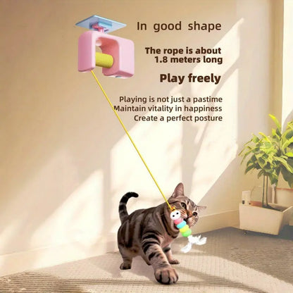 Automatic Interactive Cat Toy with Motion-Activated Rolling Ball and Hanging Wand for Engaging Indoor Play