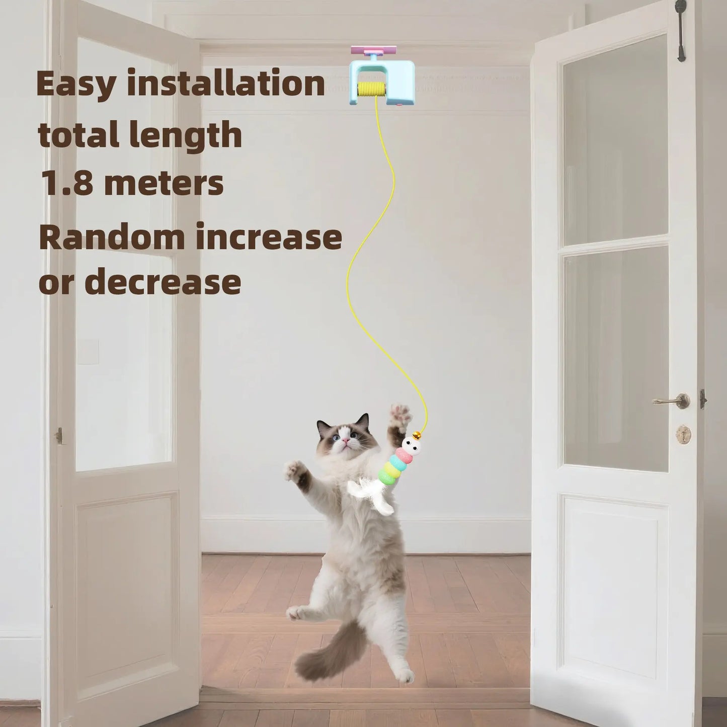 Automatic Interactive Cat Toy with Motion-Activated Rolling Ball and Hanging Wand for Engaging Indoor Play